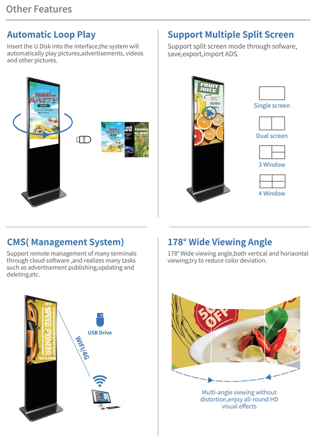 43 55 65 Inch Interactive Vertical Touch Screen Monitor LCD Advertising Playing Equipment