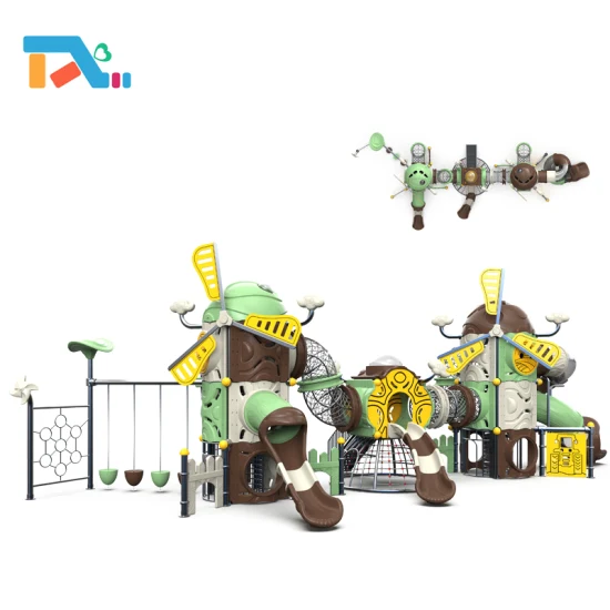 Jeu de toboggans en plastique combinés extérieurs série Royal Palace enfants équipement de plein air aire de jeux extérieure pour enfants