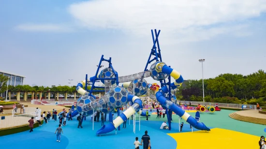 TUV Standard Ball Tower Terrain de jeu Équipement de parc d'attractions Enfants Maternelle Jouet en plastique Jeux pour enfants Parc aquatique Toboggan Playsets Équipement de terrain de jeu extérieur